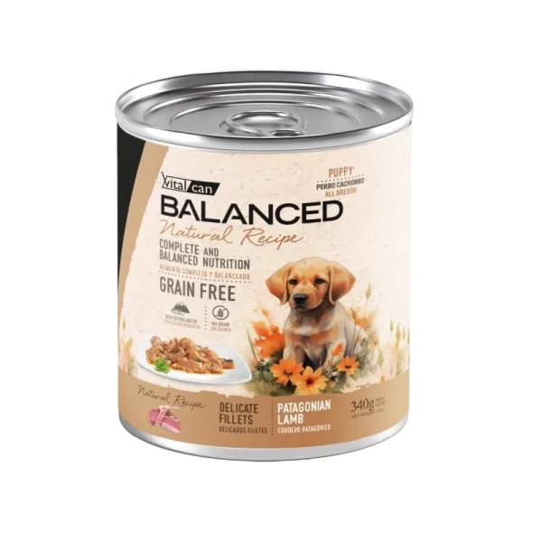 Balanced Natural Recipe Delicados Filetes Cordero Perro Cachorro 340Grs x 12Uds